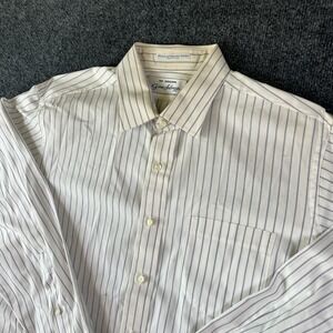70s Gino Salvaggi Dress Shirt XL 17-34 Made in USA Pinstripe Cotton Read